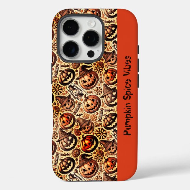 Halloween Villen orange braun stilvoll iPhone 16 Pro Hülle (Rückseite)