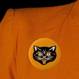 Halloween Vintag Cat Face Button