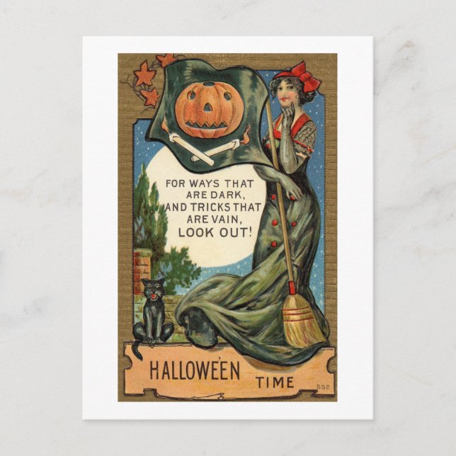 Halloween Vintag Dark Days Hexe Postkarte (Vorderseite)