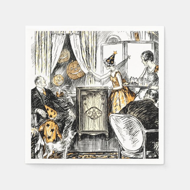 Halloween Vintag Flappers Papierservietten (Vorderseite)