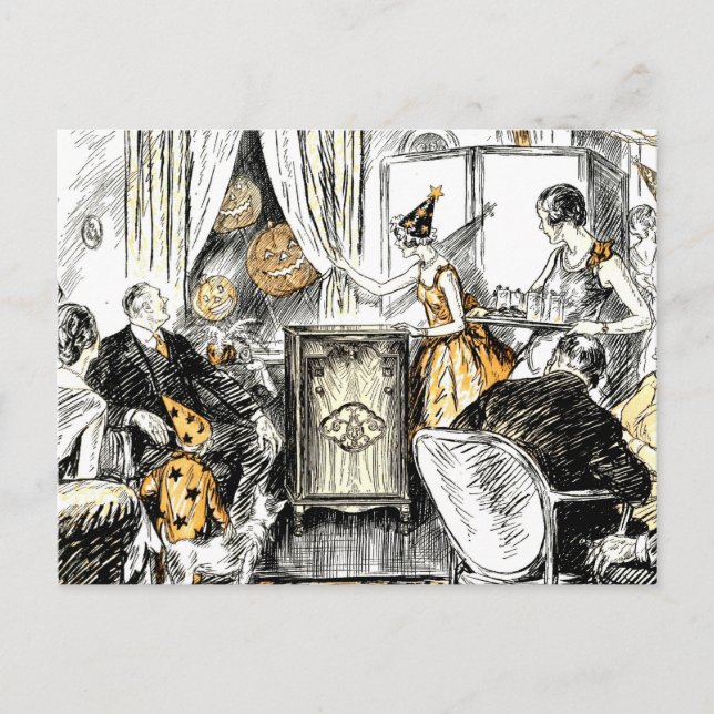 Halloween Vintag Flappers Postkarte (Vorderseite)