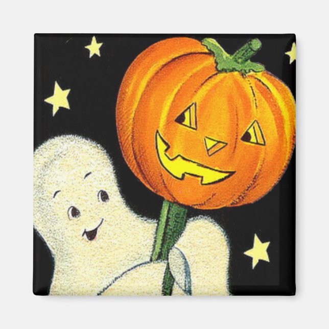 Halloween Vintag Ghost und Pumpkin Magnet (Vorne)