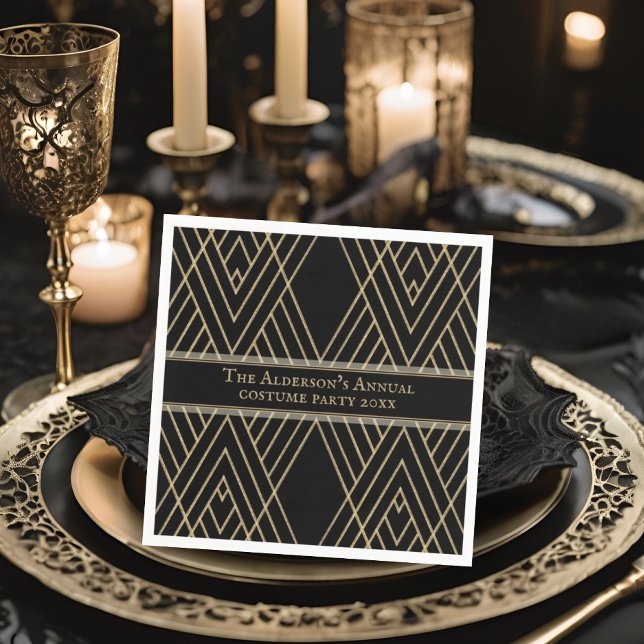 Halloween, Vintag gotische Handgezeichnete Goldstr Serviette (Von Creator hochgeladen)