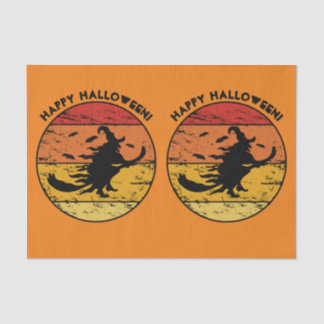 Halloween Vintag Hexe 2 Retro Sonnenuntergang Seidenpapier