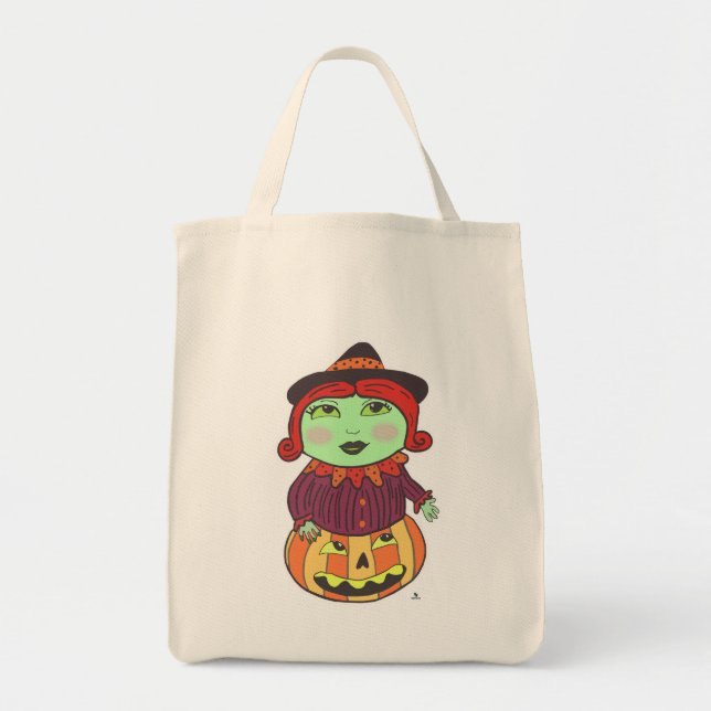 Halloween Vintag Hexe Classic Retro Art Tragetasche (Vorne)