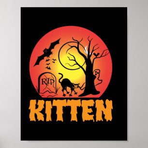 Halloween Vintag Kitten Geburtstag Poster
