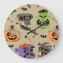 Halloween Vintag Pattern Große Uhr