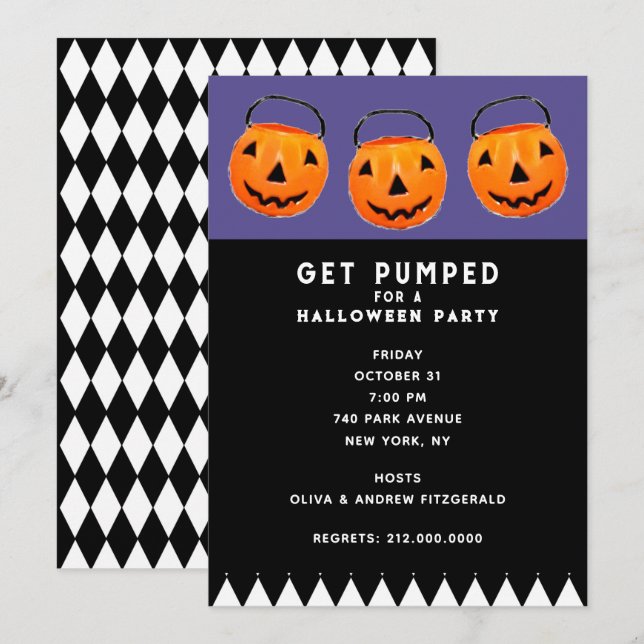 Halloween Vintag Pumpkins Party Einladung (Vorne/Hinten)