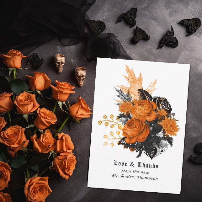 Halloween Vintag Shabby Floral Wedding Dankeskarte (Halloween Vintage Shabby Floral Wedding Thank You Card)