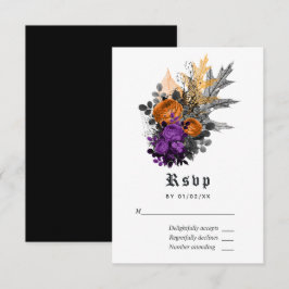 Halloween Vintag Shabby Floral Wedding RSVP Karte