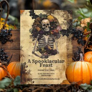 Halloween Vintag Skeleton Spooky Harvest Party Einladung