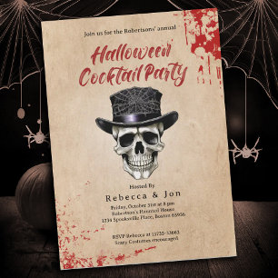 Halloween Vintag Skull Cocktail Party Einladung