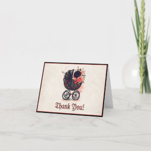 Halloween Vintag Stroller Babydusche Dankeskarte