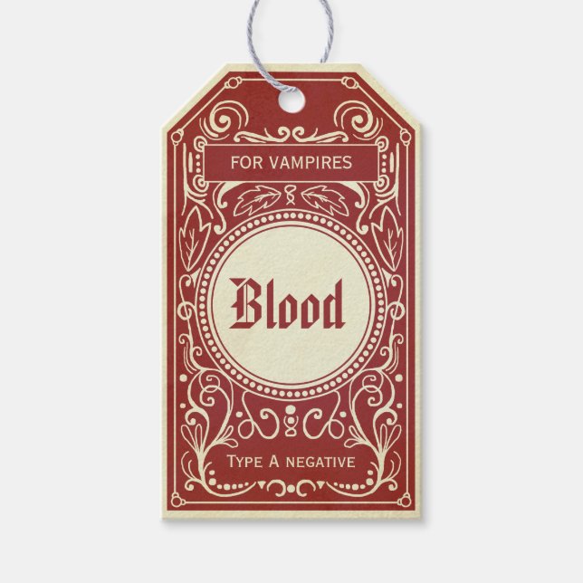 Halloween Vintag Vampir-Blutmarke Geschenkanhänger (Vorderseite)