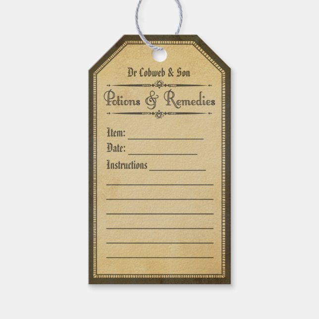 Halloween-Vintage apothecare-Tags Geschenkanhänger (Vorderseite)