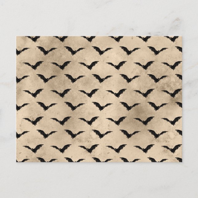 Halloween Vintage Black Bats Postkarte (Vorderseite)