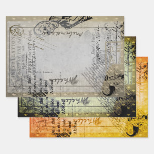 Halloween Vintage Ephamera Zombie Beängstigender B Geschenkpapier Set