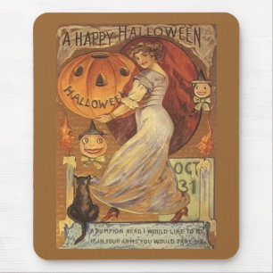 Halloween Vintage Frau und Jack o' Lantern Mousepad