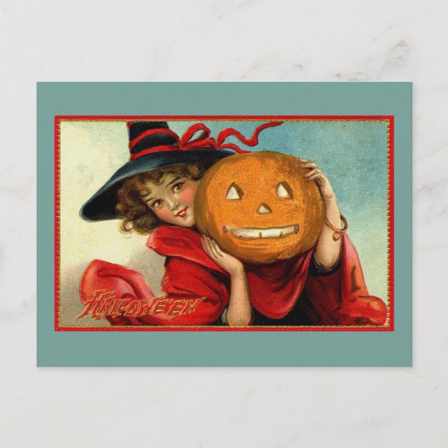 Halloween Vintage Funny Illustration Postkarte (Vorderseite)