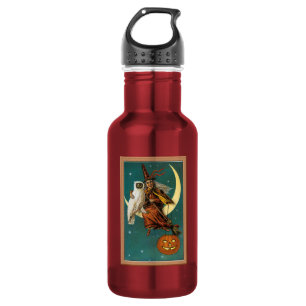 HALLOWEEN Vintage Hexe Edelstahlflasche