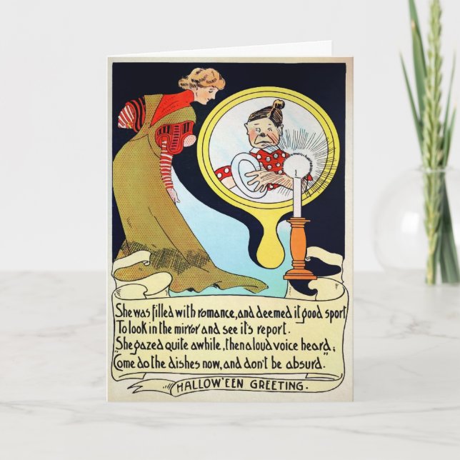 Halloween Vintage Liebe Spiegelgrüßkarte Feiertagskarte (Vorderseite)