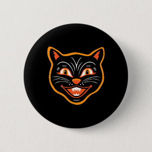 Halloween Vintage Schwarze Katze Button