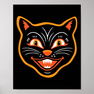 Halloween Vintage Schwarze Katze  Poster