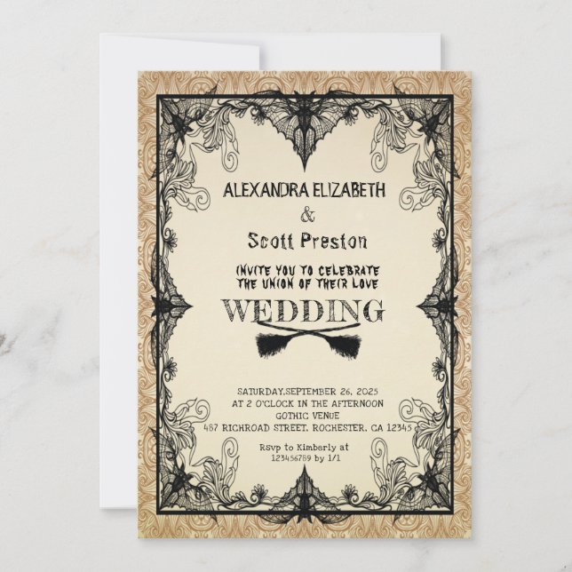Halloween vintage wedding Invitation (Devant)