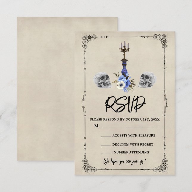 Halloween Vintage Wedding RSVP Karte (Vorne/Hinten)