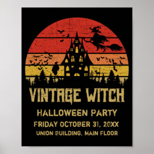 Halloween Vintager HexenRetro-Sonnenuntergang Poster