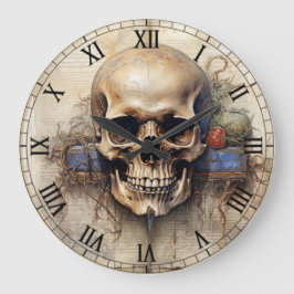 Halloween-Vintager Skull Große Wanduhr