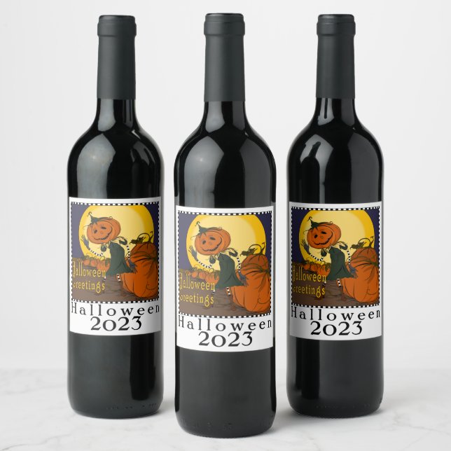 Halloween Vintages Johannisbrotwein Weinetikett (Flaschen)
