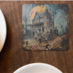 Halloween Vintages Spuk Haus Zombie Rechteckiger Pappuntersetzer<br><div class="desc">Dieses Design kann durch Auswahl der Option Design bearbeiten personalisiert werden. Sie können auch auf andere Gegenstände übertragen. Kontaktieren Sie mich unter colorflowcreations@gmail.com oder nutzen Sie die Chat-Option oben auf der Seite, wenn Sie dieses Design auf einem anderen Produkt haben möchten oder Hilfe bei diesem Design benötigen. Sehen Sie mehr...</div>
