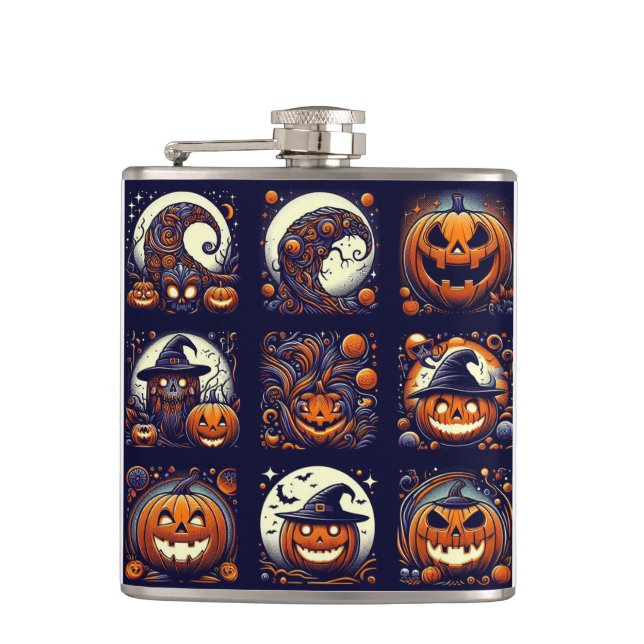 Halloween Vinyl Wrapped Flask Flachmann (Vorderseite)