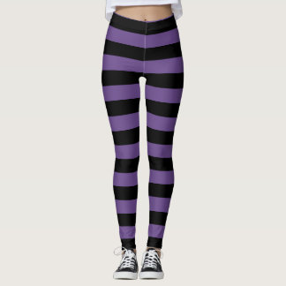 Halloween violet et noir rayé Leggings à thème