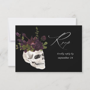 Halloween violet floral et crâne w Repas RSVP noir