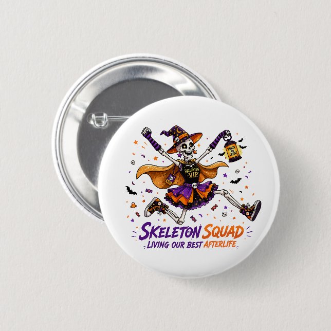 Halloween-VIP-Skelett-Truppe Grafik Button (Vorne & Hinten)