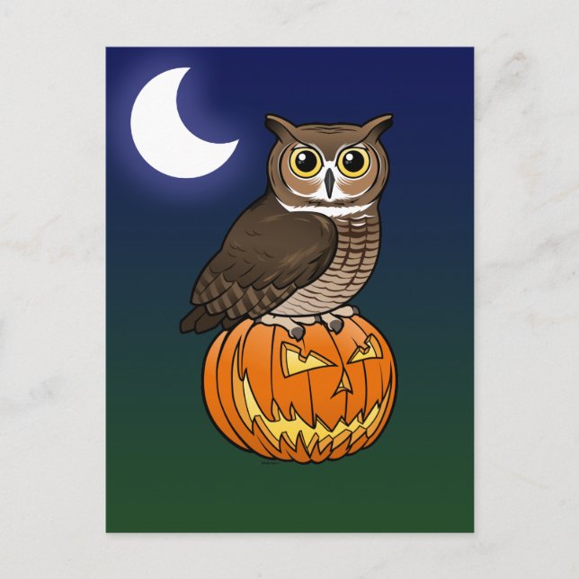 Halloween-Virginia-Uhu Postkarte (Vorderseite)