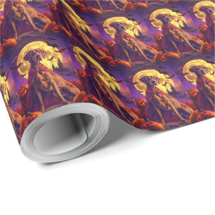 Halloween Vizsla Vampir Kürbisse Gruselig Geschenkpapier