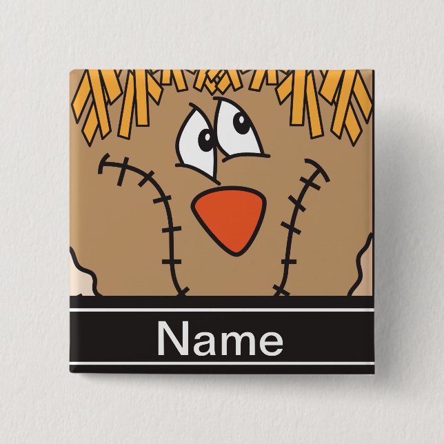 Halloween-Vogelscheuche-Gesicht personifizieren Button (Vorderseite)