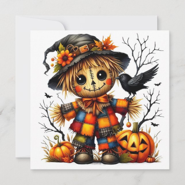 Halloween-Vogelscheuche Karte (Vorderseite)