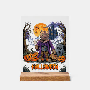 Halloween Vogelscheuche Süßigkeitensack Kürbisse S Acrylschild