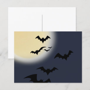 Halloween Vollmond mit Fledermäusen Postkarte