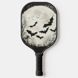 Halloween Vollmond Schwarz-weiß und grau Pickleball Schläger