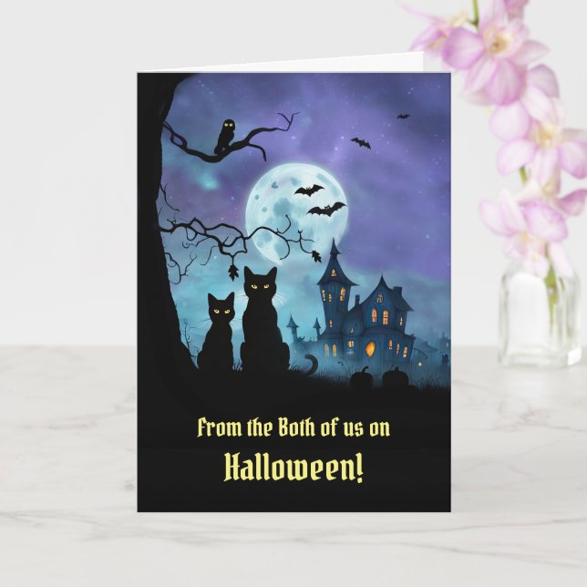 Halloween von uns beiden Niedlichen schwarzen Katz Karte (Orchidee)