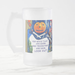 Halloween Vorsicht Mattglas Bierglas