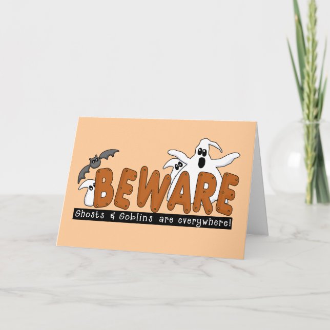 Halloween Vorsicht vor T - Shirt und Geschenken Karte (Vorderseite)