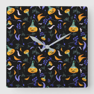 Halloween-Wald-Uhr Quadratische Wanduhr