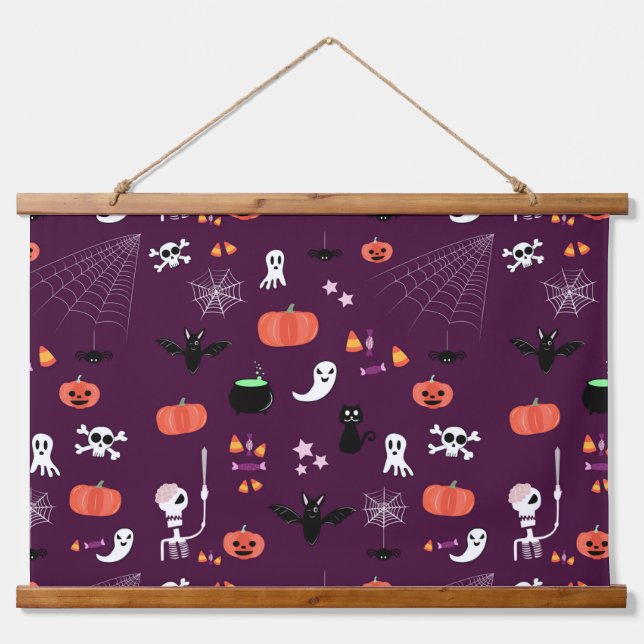 Halloween Wandteppich Mit Holzrahmen (Vorne)