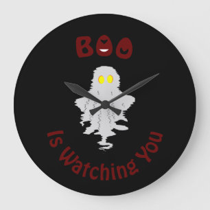 Halloween-Wanduhr   Boo beobachtet dich Große Wanduhr